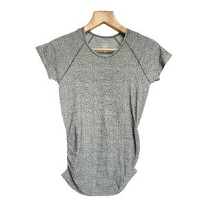 Athleta Women’s Speedlight Ruched Short Sleeve Grey Active Nylon Tshirt, Small